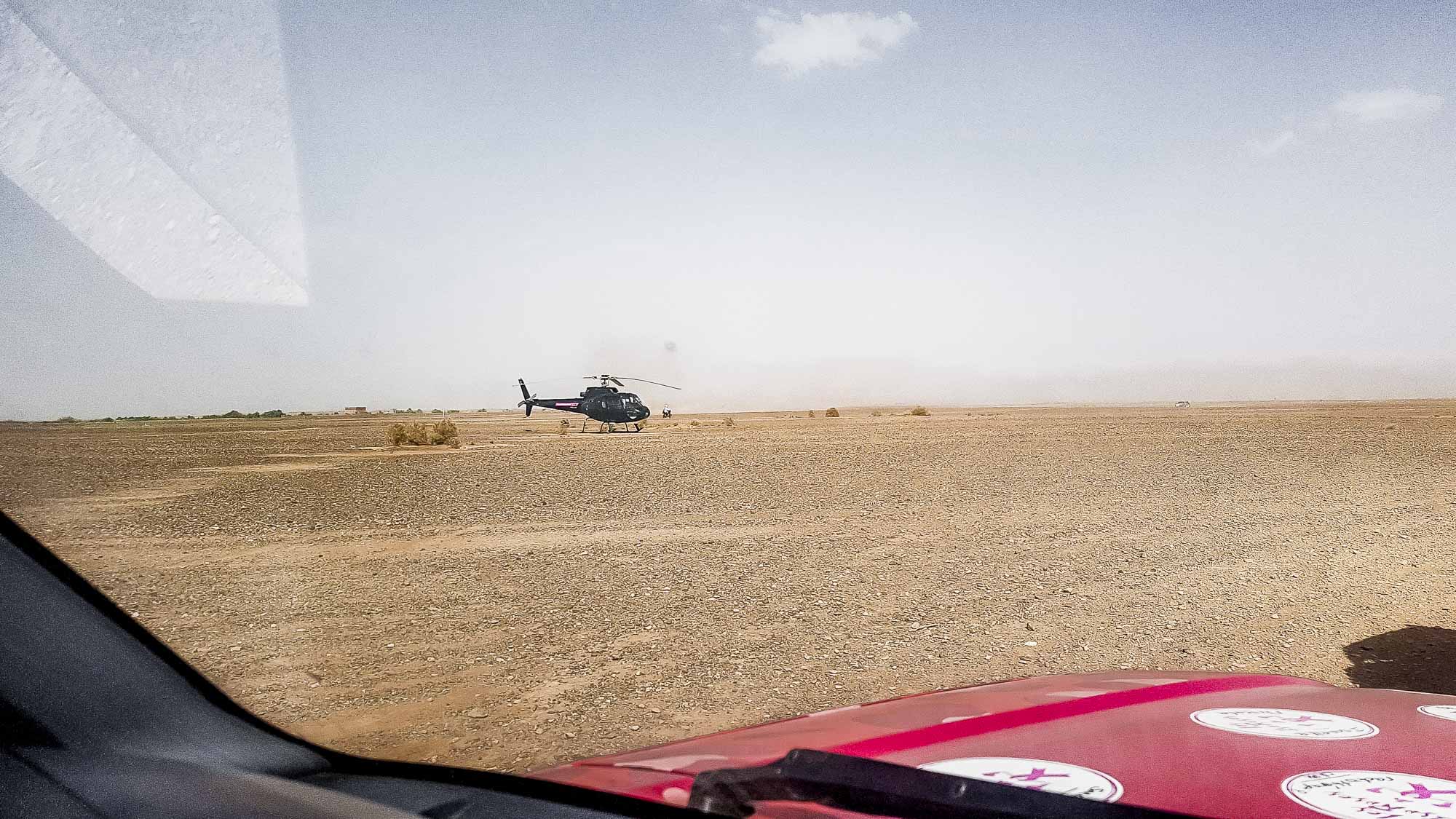 hélicoptère au trophée roses des sables