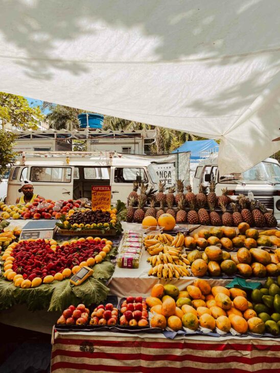 fruits colorés tropicaux au marché