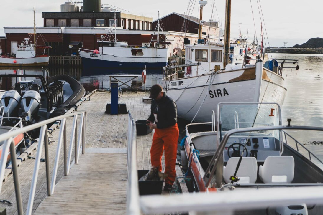 pêcheur sur son bateau dans les lofoten