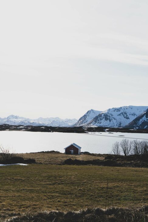 paysage de l'île de Gimsoya en hiver