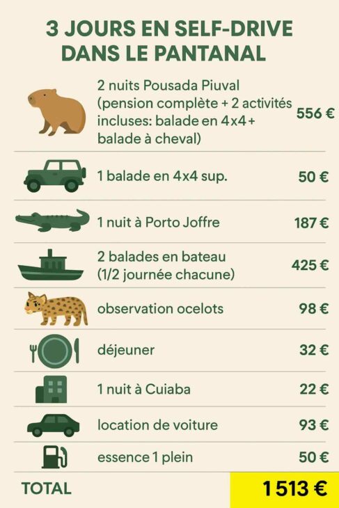 budget itineraire conduire soi-même dans le pantanal sans agence